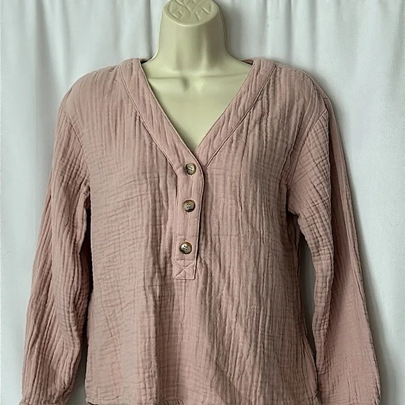Madewell Comfy Dusty Rose Pink Long Sleeve Shirt Top **Size S**🌸🌸 - Picture 3 of 4